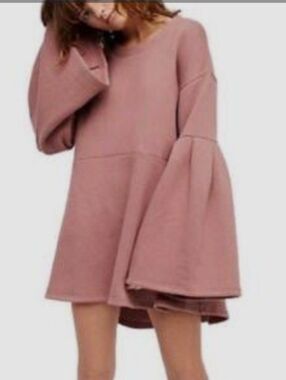 FREE PEOPLE | FP BEACH Mauve Oversized Bell Sleeve Beach Sweater Womens S NWOT